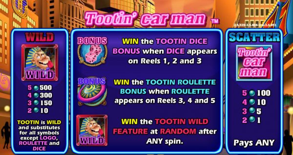 Cùng ngắm Las Vegas trong slot game ăn tiền Tootin’ Car Man tại Debet